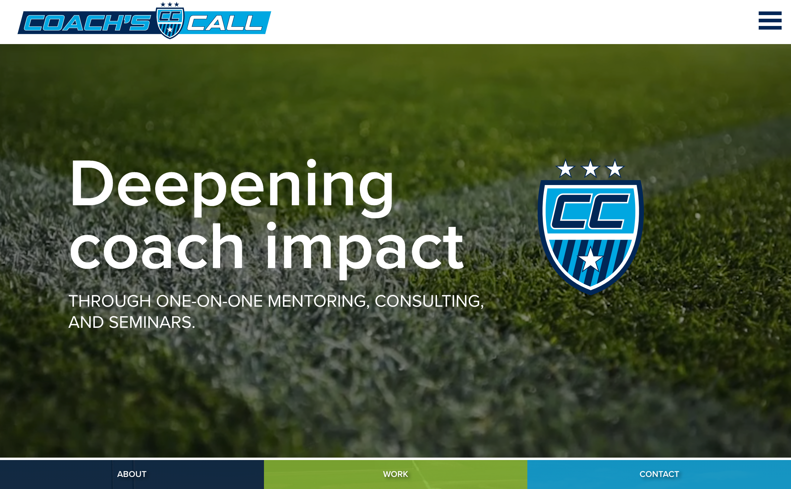 Coach's Call desktop homepage